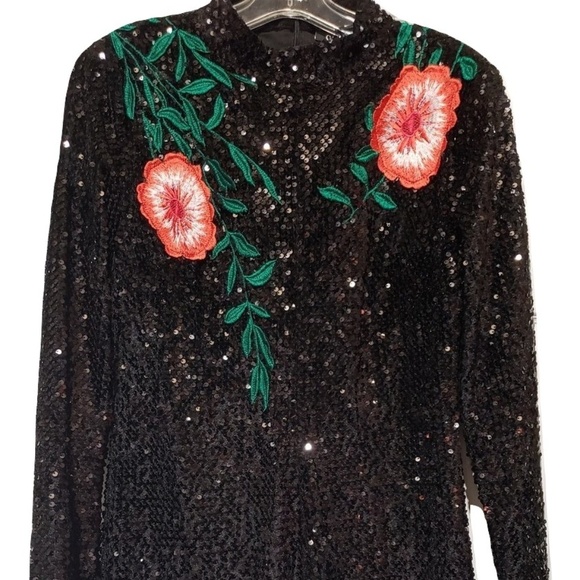 NWT Sequin Embroidered Long Sleeve Dress Sz 6 - Picture 4 of 6